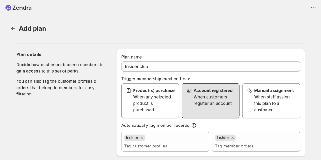 Using Zendra to create a free membership program on Shopify
