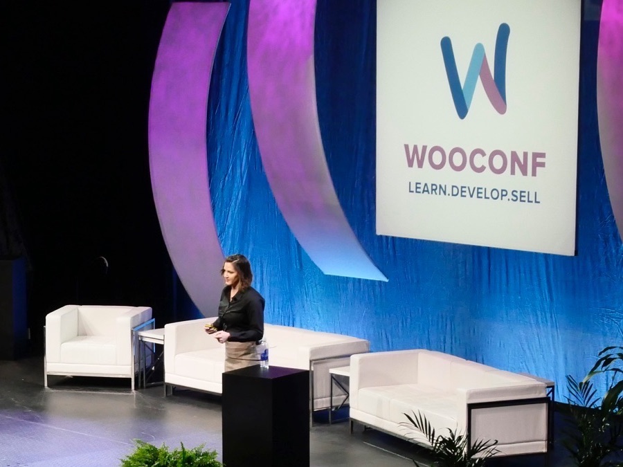 Beka speaking at WooConf. This is actually us, in real life.