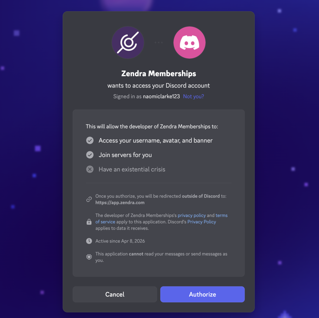 Zendra member community: Discord member connection