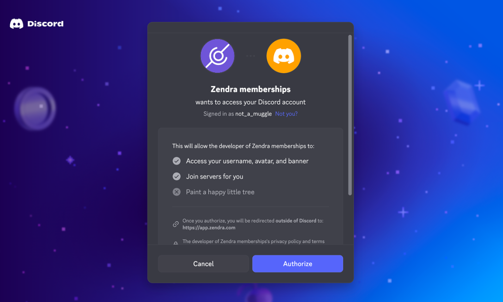 Zendra member community: Discord member connection