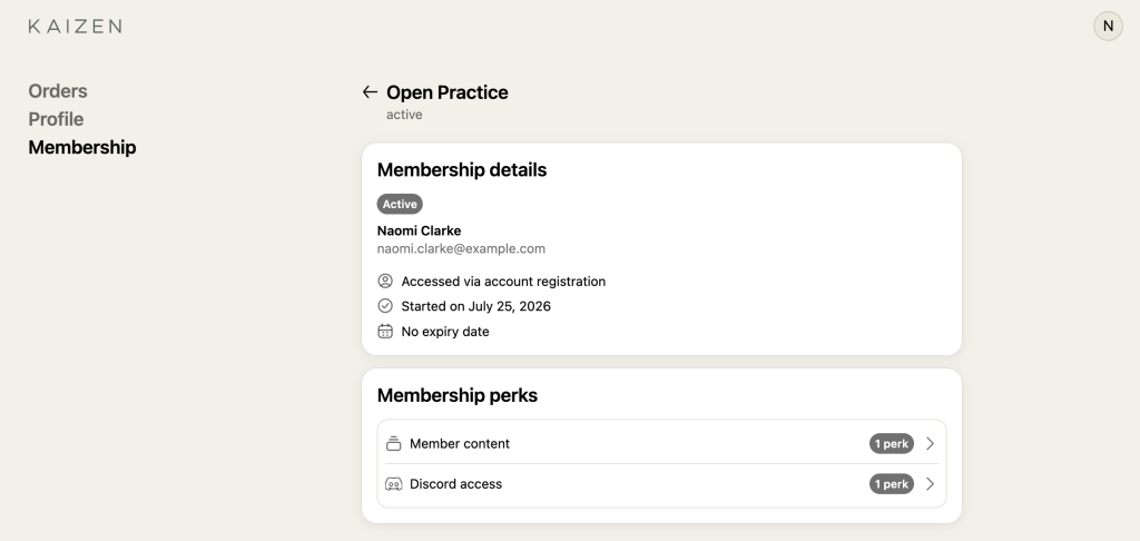 Zendra member community: Discord in member portal